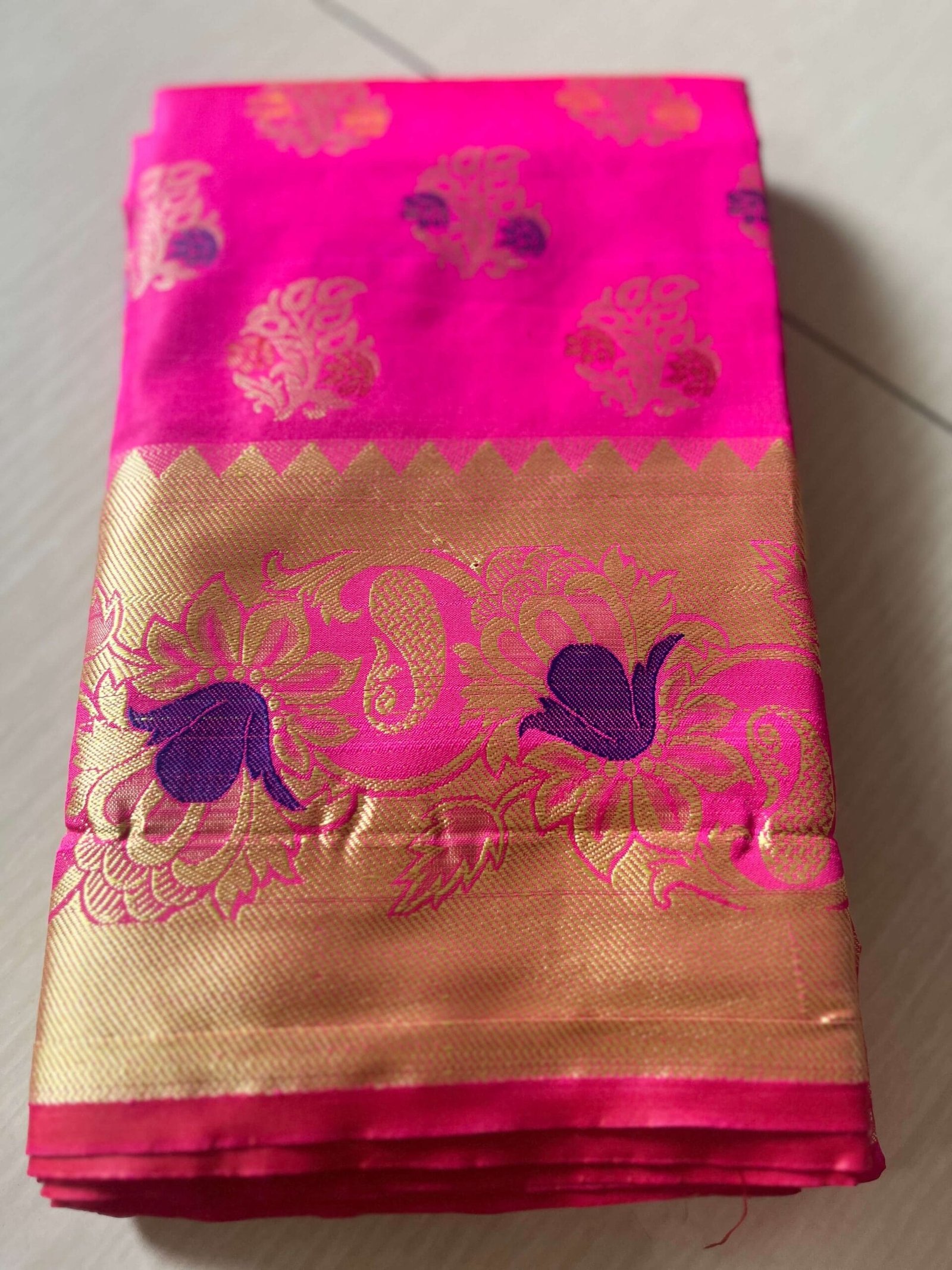 Dark Hot Pink কাতান শাড়ি - Image 5