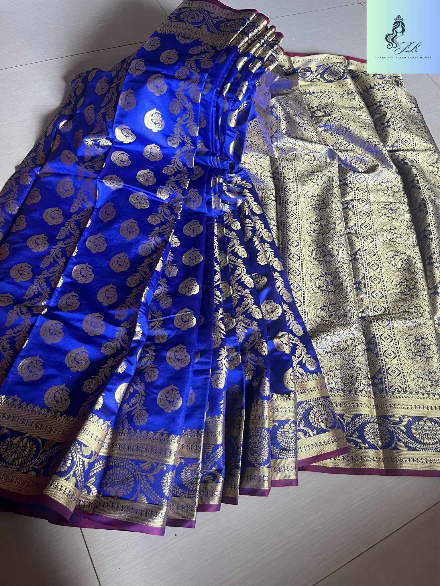 নীল কাতান শাড়ি - Image 4