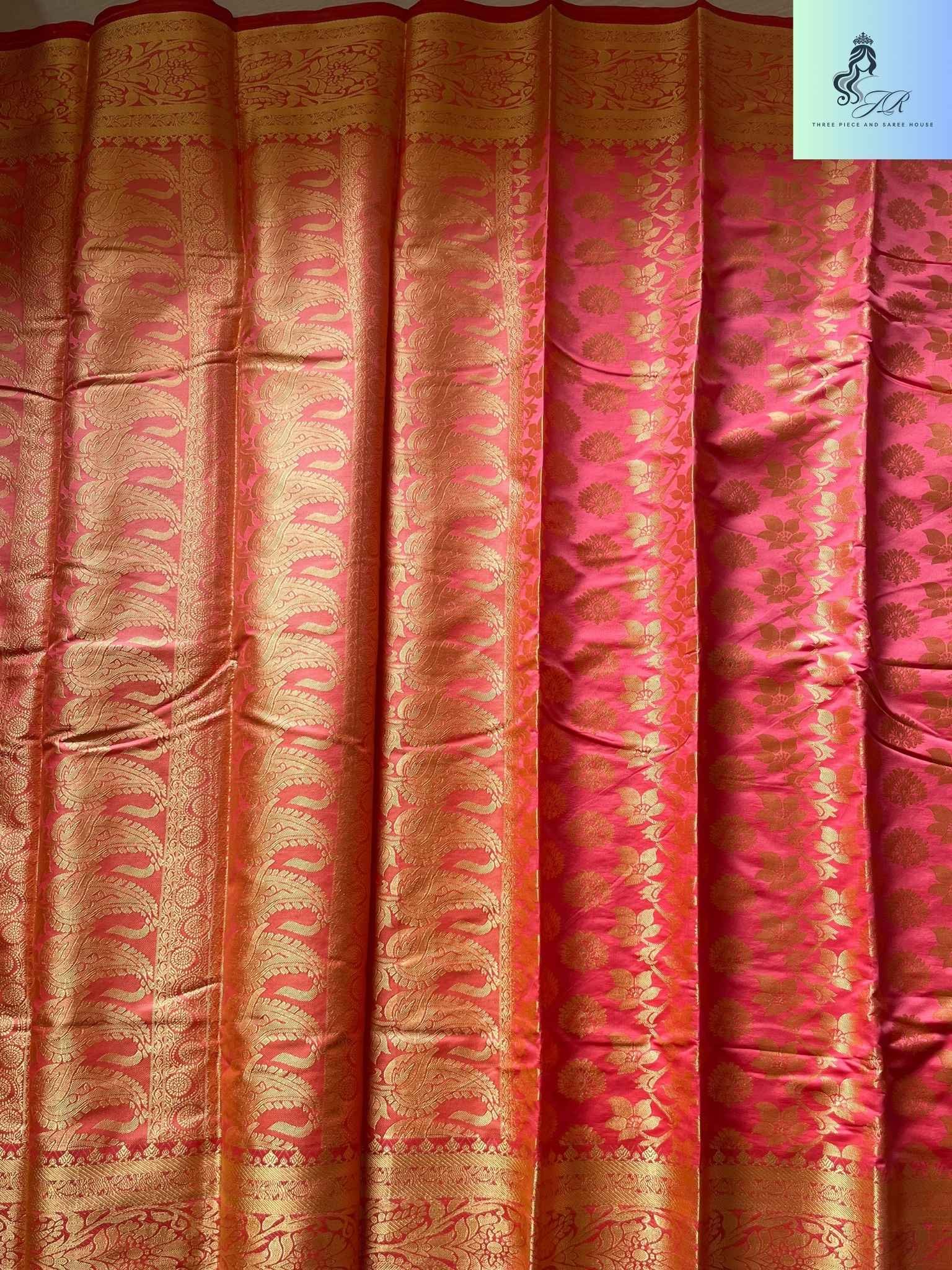 Watermelon Pink কাতান শাড়ি - Image 2