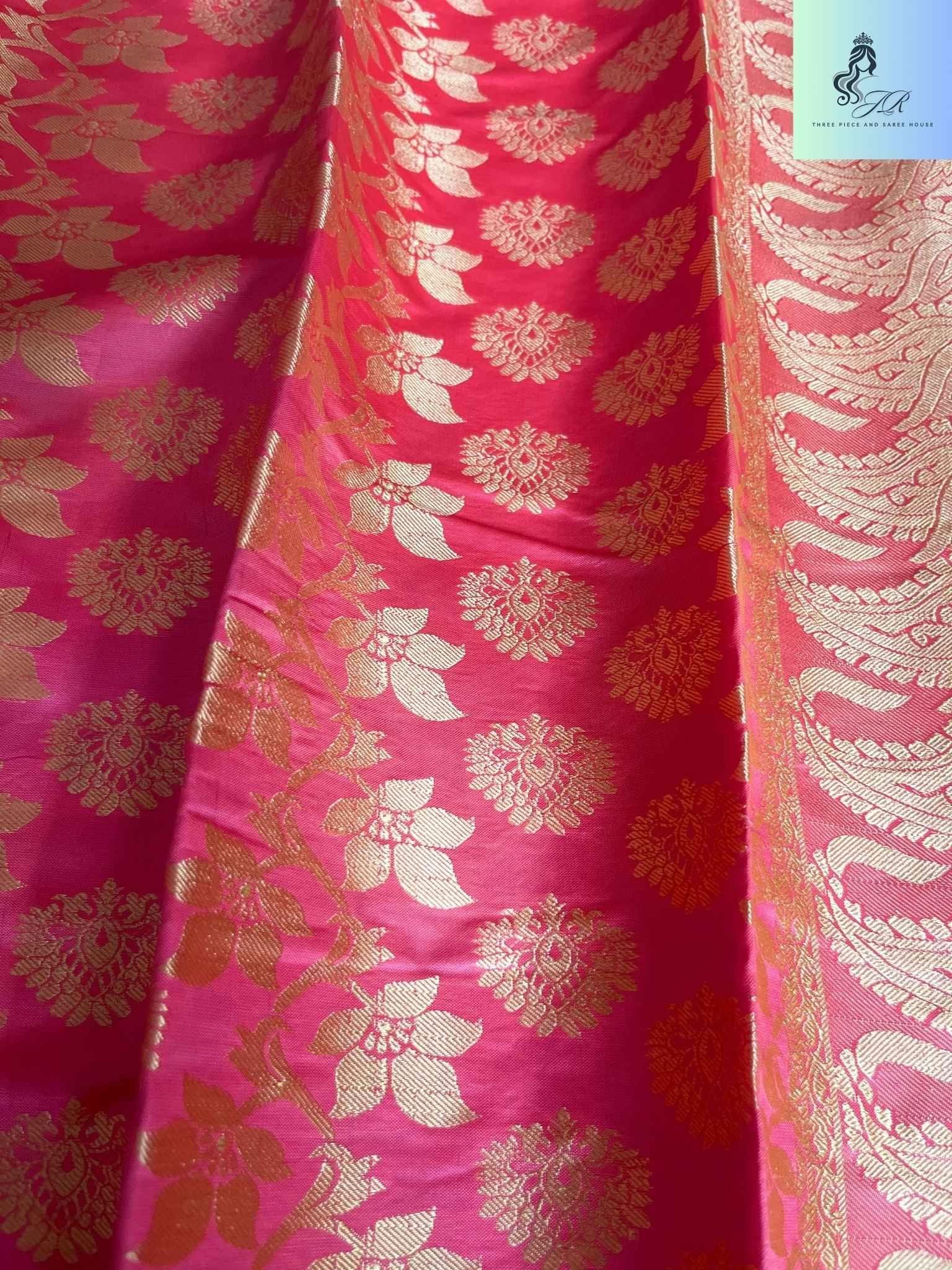 Watermelon Pink কাতান শাড়ি - Image 3