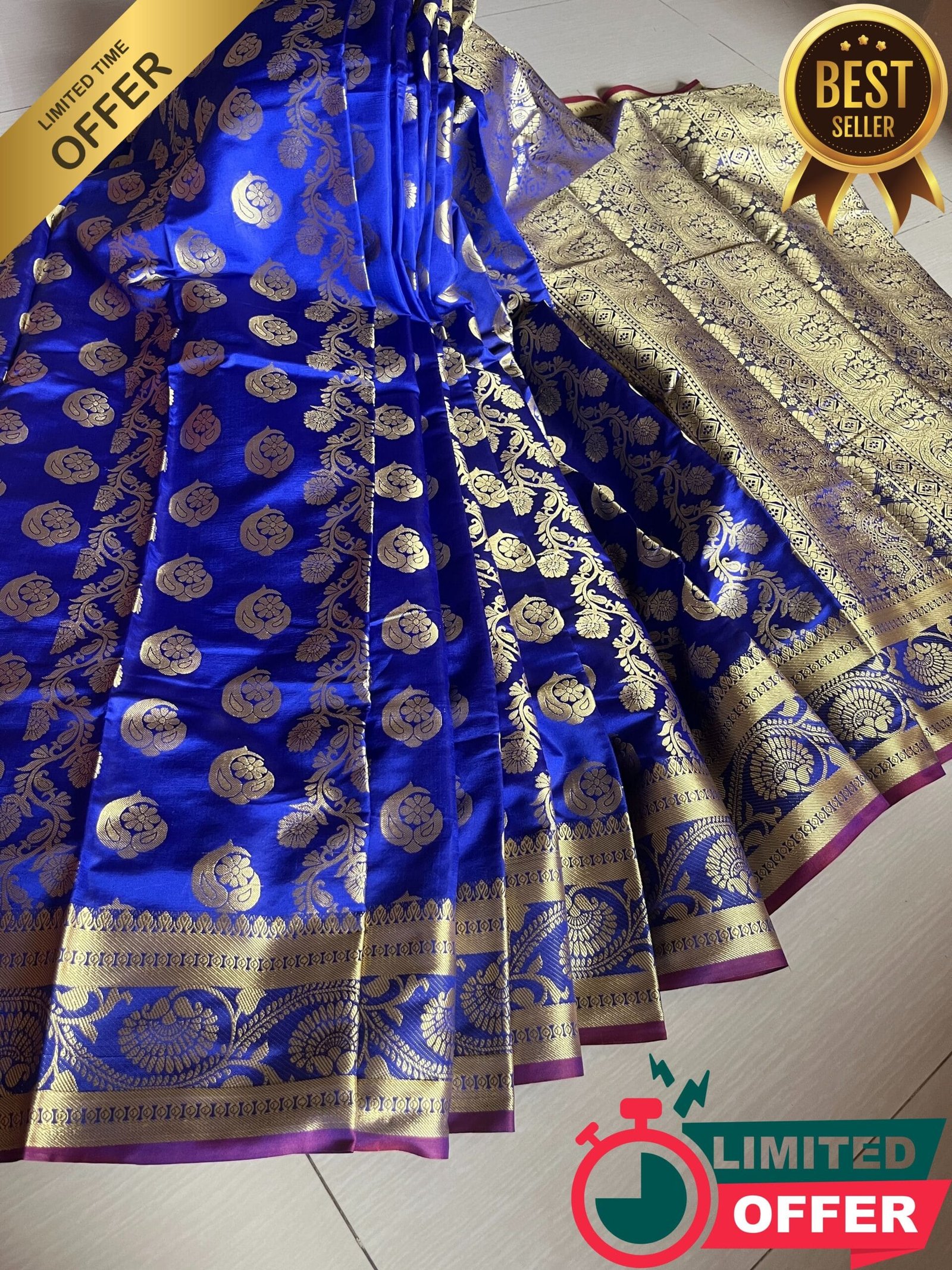 নীল কাতান শাড়ি